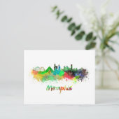 Memphis skyline in watercolor briefkaart (Staand voorkant)