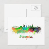 Memphis skyline in watercolor briefkaart (Voorkant / Achterkant)
