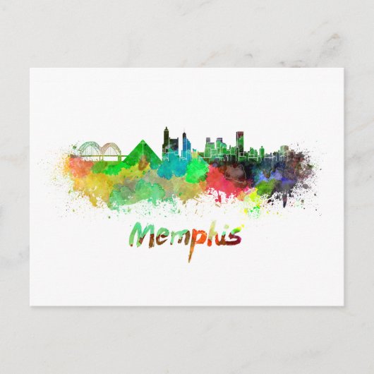 Memphis skyline in watercolor briefkaart (Voorkant)
