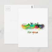 Memphis skyline in waterverf briefkaart (Voorkant / Achterkant)