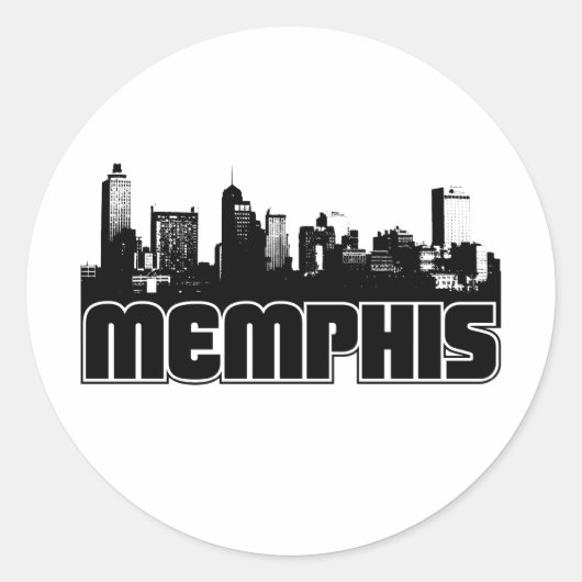 Memphis Skyline Ronde Sticker (Voorkant)
