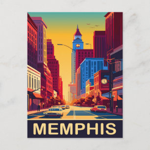 Memphis, stadsstraten, reizen briefkaart