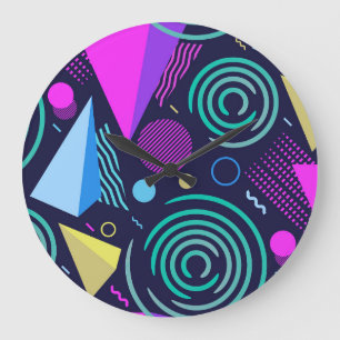 Memphis stijl geometrische vormen grote klok