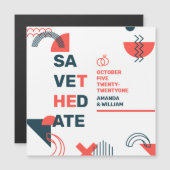 Memphis Style Abstract Blue & Red Wedding (Voorkant / Achterkant)