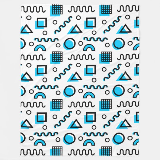 Memphis Style Geometric Pattern 110719 - Sky Blue Fleece Deken (Voorkant)