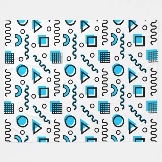 Memphis Style Geometric Pattern 110719 - Sky Blue Fleece Deken (Voorkant (Horizontaal))