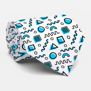 Memphis Style Geometric Pattern 110719 - Sky Blue Stropdas