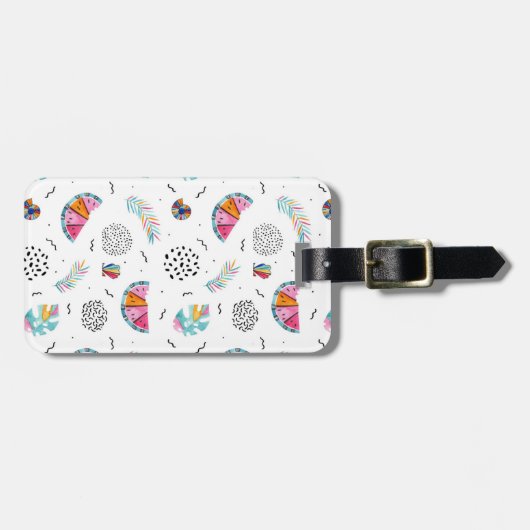 Memphis Style Tropical Summer Pattern Bagagelabel (Voorkant horizontaal)