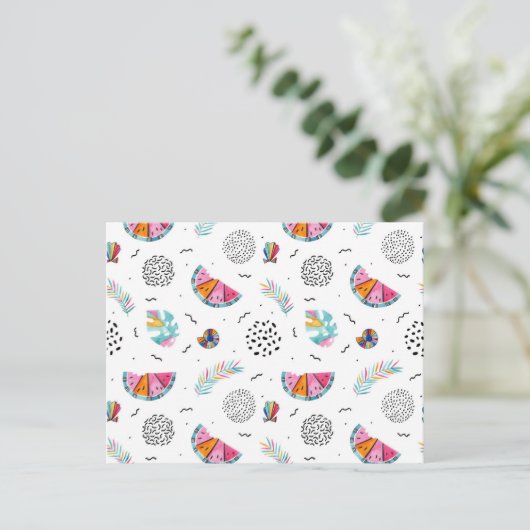 Memphis Style Tropical Summer Pattern Briefkaart (Staand voorkant)