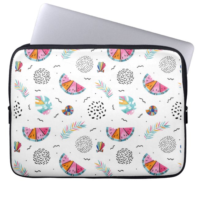 Memphis Style Tropical Summer Pattern Laptop Sleeve (Voorkant)