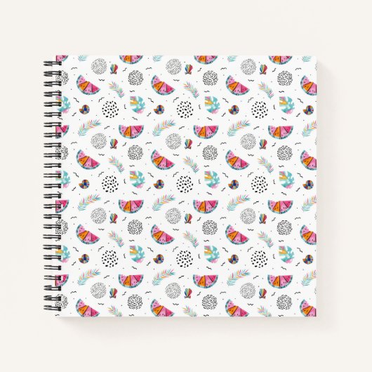 Memphis Style Tropical Summer Pattern Notitieboek (Voorkant)