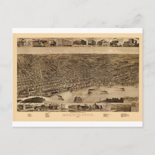 Memphis Tennessee 1887 Briefkaart (Voorkant)