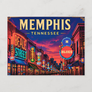 🎸 Memphis Tennessee Beale Street Uitzichten Briefkaart