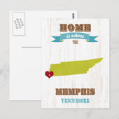 Memphis, Tennessee Kaart - Thuis is waar het hart  (Voorkant / Achterkant)