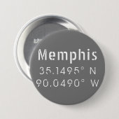 Memphis Tennessee Latitude Ronde Button 7,6 Cm (Voorkant /achterkant)