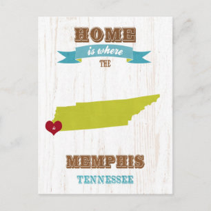Memphis, Tennessee Map - Home is waar het hart I Briefkaart