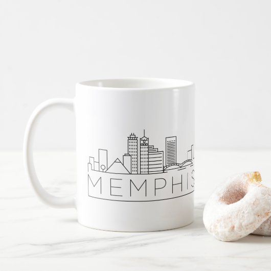 Memphis, Tennessee Stylized Skyline Koffiemok (Met donut)