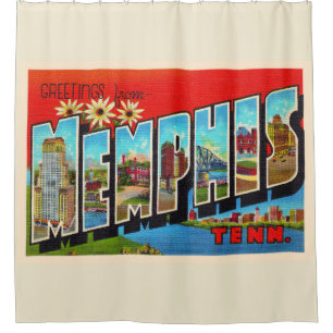 Memphis Tennessee TN groot Briefkaart Douchegordijn