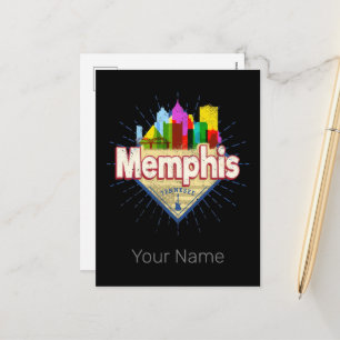 Memphis Tennessee Verenigde Staten Retro Skyline Feestdagenkaart