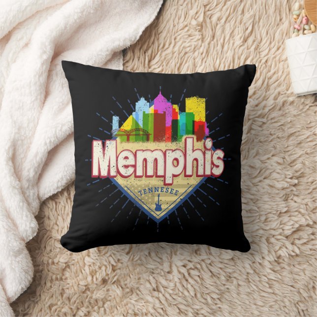 Memphis Tennessee Verenigde Staten Retro Skyline Kussen (Deken)