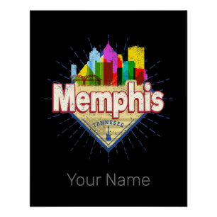 Memphis Tennessee Verenigde Staten Retro Skyline Perfect Poster