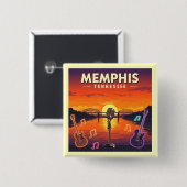  Memphis Tennessee Vierkante Button 5,1 Cm (Voorkant /achterkant)