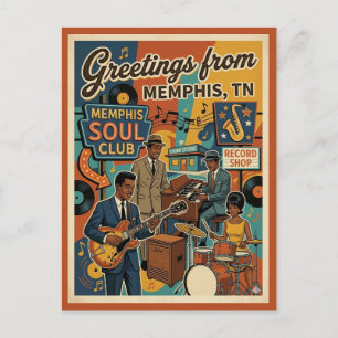 Memphis TN Groeten Retro Muzieksfeer Briefkaart