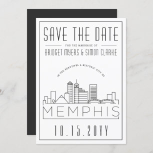 Memphis Wedding Gestileerde skyline De datum ops Kaart