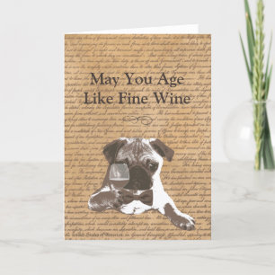 Men Age Like Fine Wine Pug Happy Birthday Card Kaart