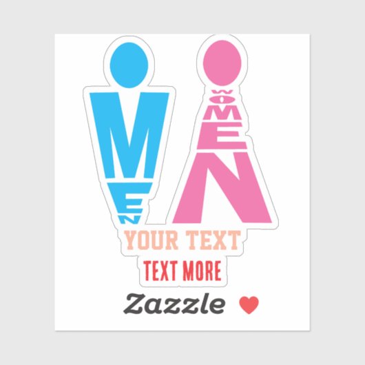 Men and Women Typography Icon Design Sticker (Vel)