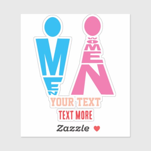 Men and Women Typography Icon Design Sticker (Vel)