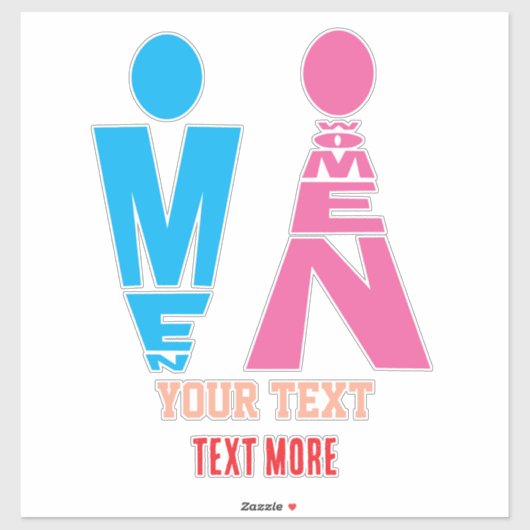Men and Women Typography Icon Design Sticker (Vel)