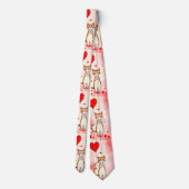 Men Designer Ties Cat Red Hearts Stropdas (Achterkant)