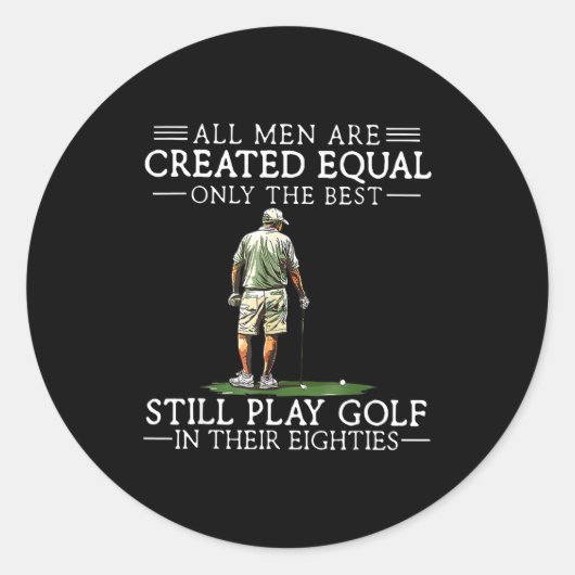 Men Play Golf Eighties Funny Golfer Golfing Ronde Sticker (Voorkant)