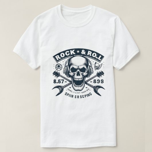 Menacing Skull & Crossbones Rockband Logo T-Shir T-shirt (Design voorkant)