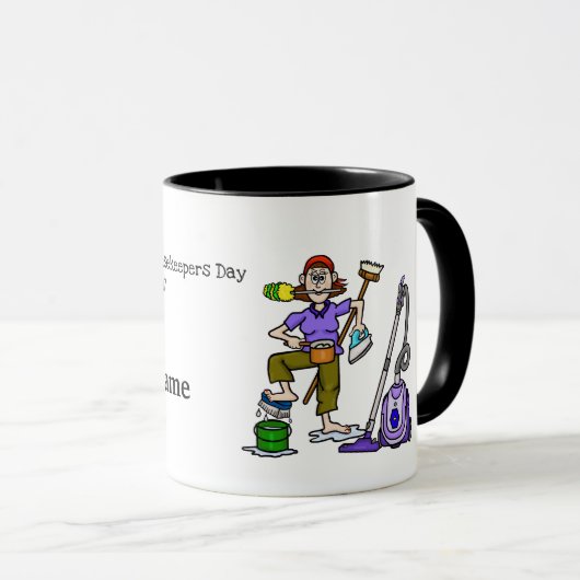Ménagère drôle avec fournitures de nettoyage Mug (Devant droit)
