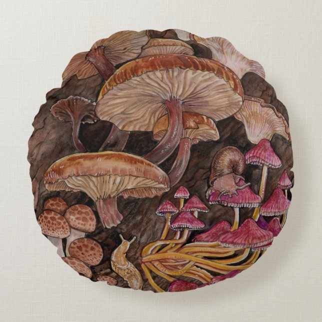 Menagerie van paddenstoelen rond kussen (Voorkant)