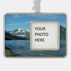 Mendenhall Lake in Juneau Alaska Landschap Verzilverd Kader Ornament