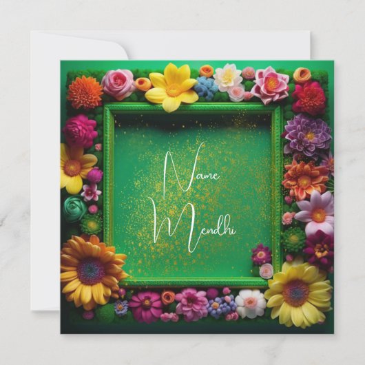 Mendhi-uitnodiging Kaart (Voorkant)