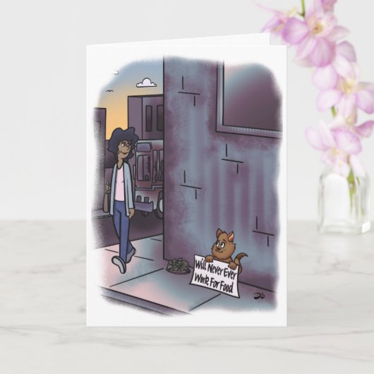 Mendier Chat Avec Carte De Voeux (Orchidée)