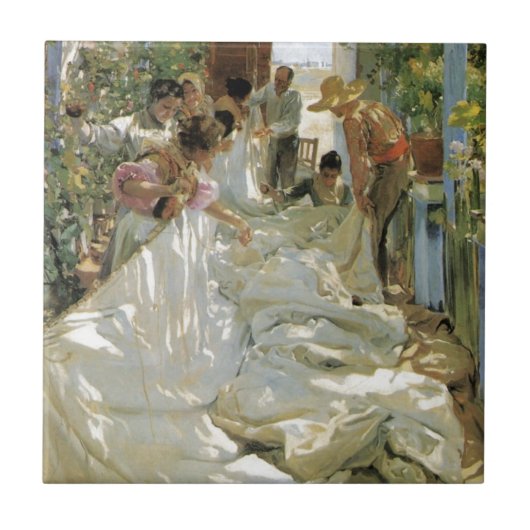 Mending the Sail - Joaquín Sorolla y Bastida Tegeltje (Voorkant)