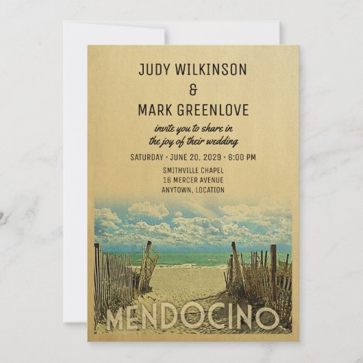 Mendocino Beach Vintage Mariage Invitation (Devant)