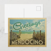 Mendocino Beach Vintage Travel Briefkaart (Voorkant / Achterkant)