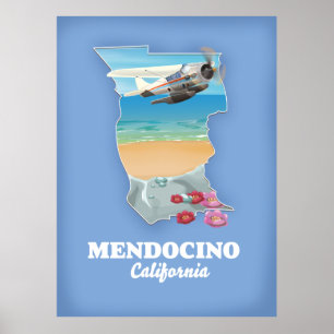Mendocino Californië kaart Poster