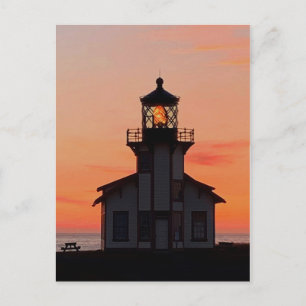 MENDOCINO Lighthouse Point Cabrillo Sunset Briefkaart