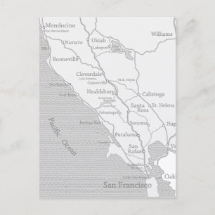 Mendocino naar San Francisco Kaart Ansichtkaart