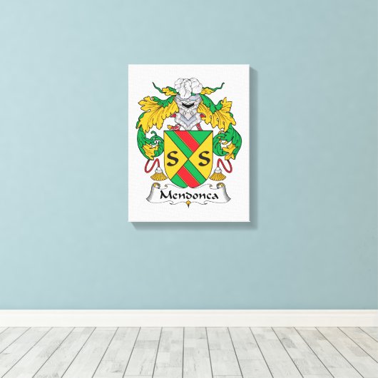 Mendonca Family Crest Canvas Afdruk (Insitu (Houten vloer))
