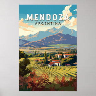 Mendoza Argentinië Reizen Kunst Vintage Poster