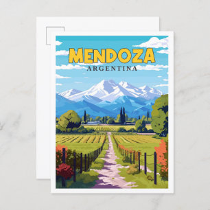 Mendoza Argentinië vintage reisillustratie Briefkaart