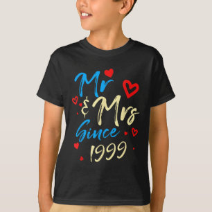 Meneer & mevrouw sinds 1999 koppels 23ste brui t-shirt